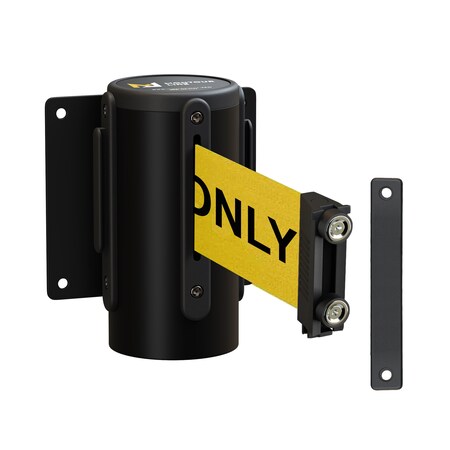 Montour Line Retr. Belt Barrier Fxd Black Metal Wall Mt 8.5' Auth...Belt WM115-BK-AUTHYB-F-M-85